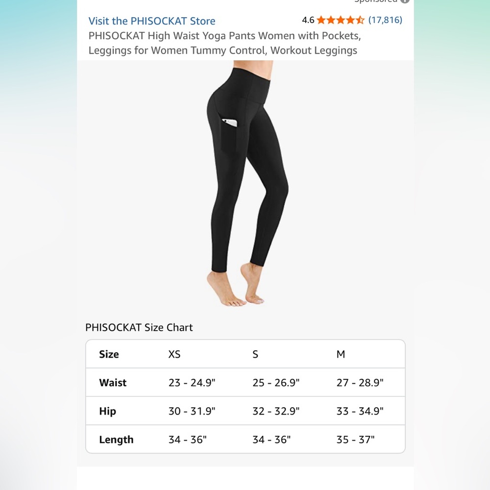 3/$10 PHISOCKAT High Waist Yoga Pants with Pockets - Picture 4 of 8